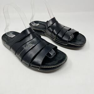 Dr Martens Black Leather Strappy Slides Sandals Black Flat Fisherman UK 6 US 7